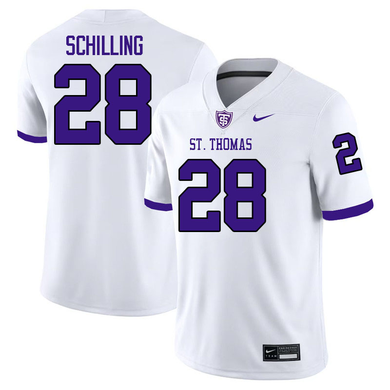 St. Thomas-Minnesota Tommies #28 Tyson Schilling College Football Jerseys,Uniforms-White